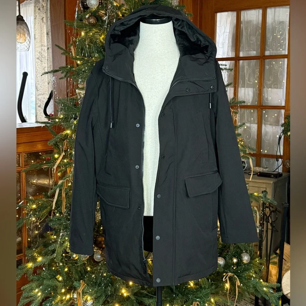 Vince Camuto Men's Black Softshell Hooded Jacket NWOT